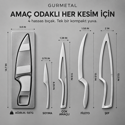 GURMETAL 4’lü Kompakt Mutfak Bıçağı Seti
